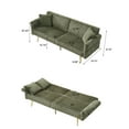 thumbnail image 3 of 79 inch Convertible Folding Futon Sofa Bed Sleeper Couch for Living Room Corduroy Upholstered Recliner Loveseat Lounge wtith Adjustable Armrests,2 Throw Pillows,Green, 3 of 8