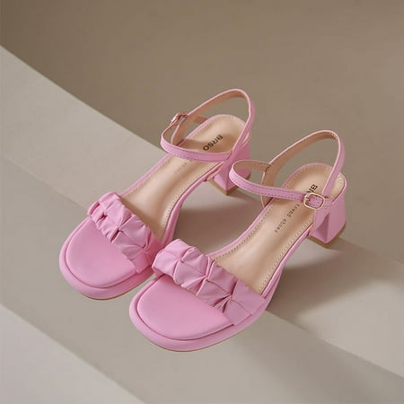 

French Style Strap Sandals Women‘s 2024 New Summer Women‘s Shoes Fashion Thick Heel Fairy Style Dress High Heels