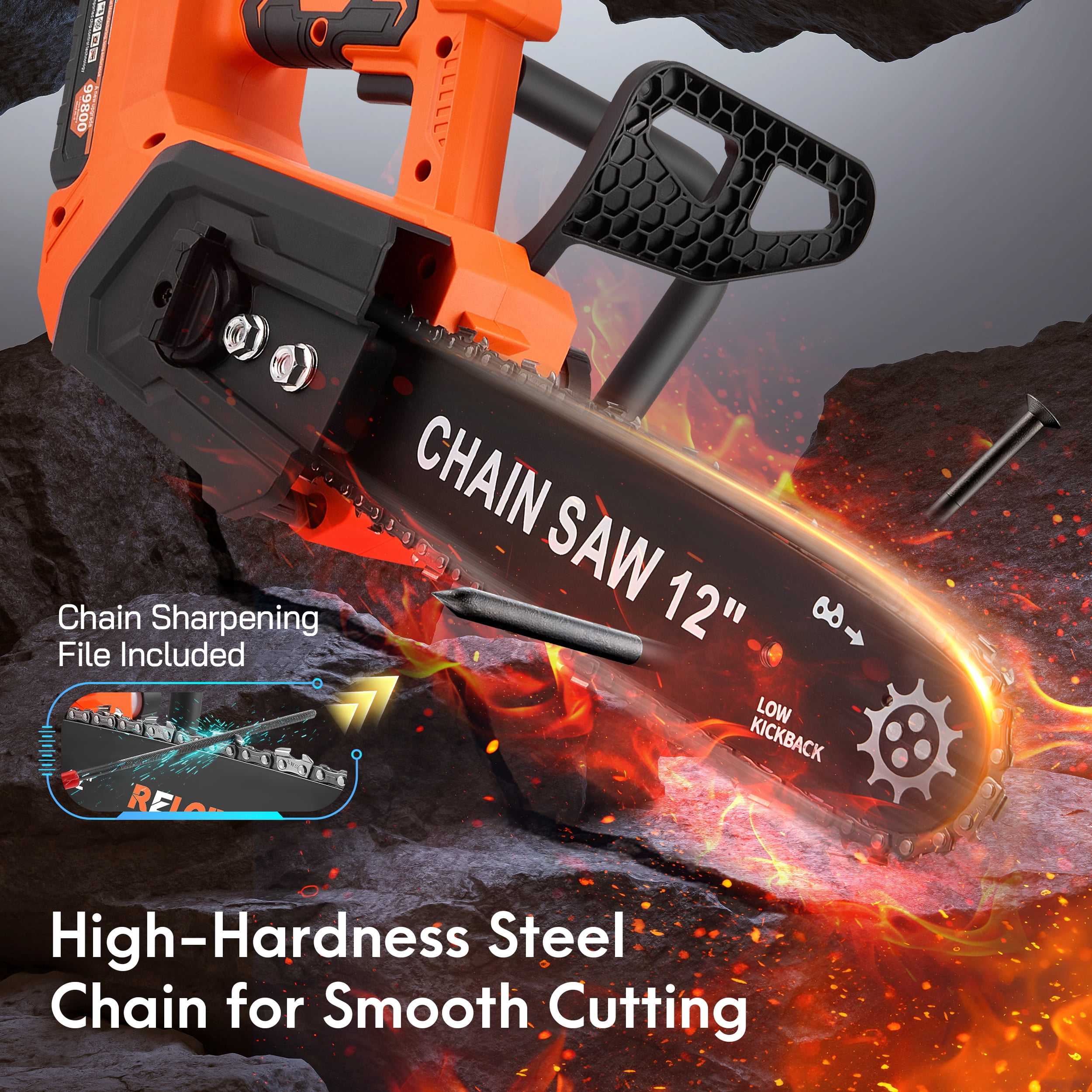 RELOIVE 12" Chainsaw, Cordless battery Chainsaw with 2x 4.0Ah Batteries , Electric Chainsaw with 1200W Brushless Motor, Automatic Lubrication, Power Chain Saw for Wood Cutting Tree Trimming