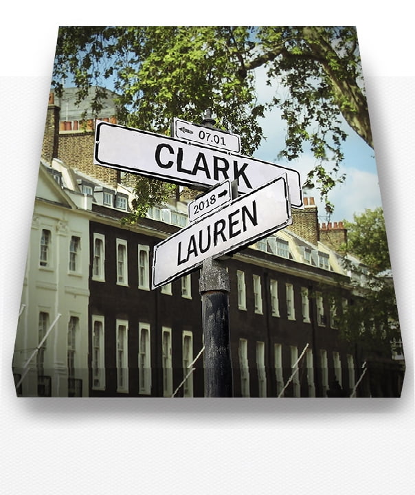 Personalized Names Established Date Street Sign Canvas
