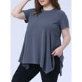 thumbnail image 2 of DARING DIVA Women's Plus Crew Neck Flowy Swing Loose Tunic Tops 1X Royal Blue, 2 of 6