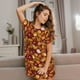 thumbnail image 3 of Fotbe Almond Nuts Bata de Dormir para Mujer con Estampado, Camisón de Algodón de Manga Corta, Ropa de Dormir Casual, 3 of 6