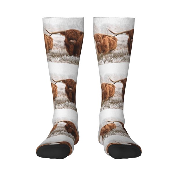 Fotbe Yak Calcetas Divertidas Estampadas para Hombre y Mujer, Calcetas de Algodón hasta la Rodilla para Caminar, Correr, Enfermería y Embarazo