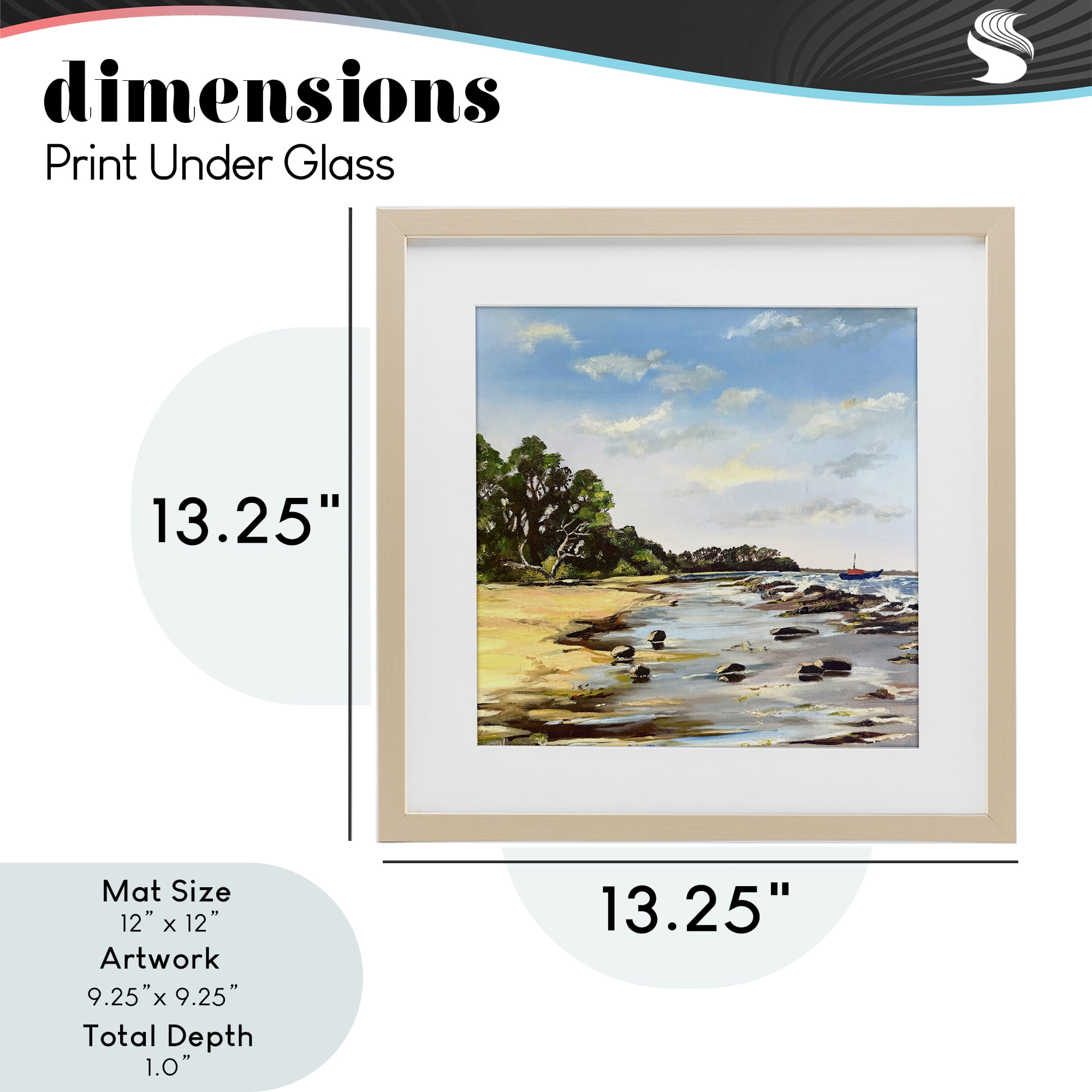 Low Tide Seascape Birch Framed Print Under Glass, design by Patricia Reynolds
