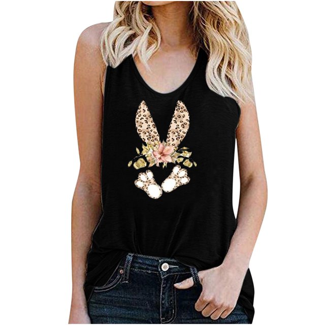 Pompotops Women's Pullover Sleeveless Printing Solid Color Vest Tops