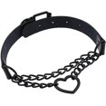thumbnail image 3 of PU cuero simulado negro gótico punk corazón anillo cubano cadena ajustable cuello correa collar (negro), 3 of 5