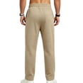 thumbnail image 6 of GrmtClth Mens Casual Pants for Men Elastic Waist Drawstring Lightweight Summer Loose Beach Straight Leg Pants with Pockets Khaki L, 6 of 9