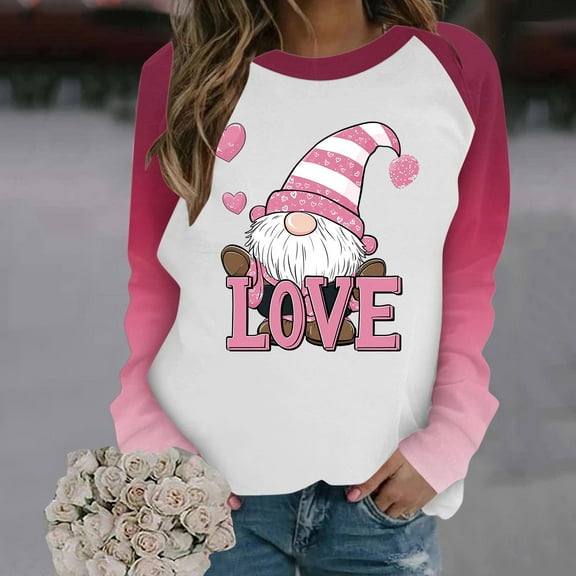 Zorckvet Womens Sweatshirts Pullover Dressy Shirts Plus Size Long Sleeve Heart Graphic Fashion Crewneck Tops for Women