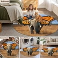 thumbnail image 6 of Funny Elephant Round Living Room Rugs 5 ft, Elephant with Butterfly Ears Grassland Washable Area Rug with Non-Slip Sturdy Edge Binding Round Carpet for Entryway Kitchen Bedroom Bathroom, 6 of 9