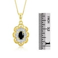 thumbnail image 4 of RYLOS Matching Set 14K Yellow Gold Floral Pattern Halo Pendant Necklace & Ring. Gemstone & Diamonds, 18" Chain. 6X4MM Cabochon Onyx Birthstone; Size 6, 4 of 9