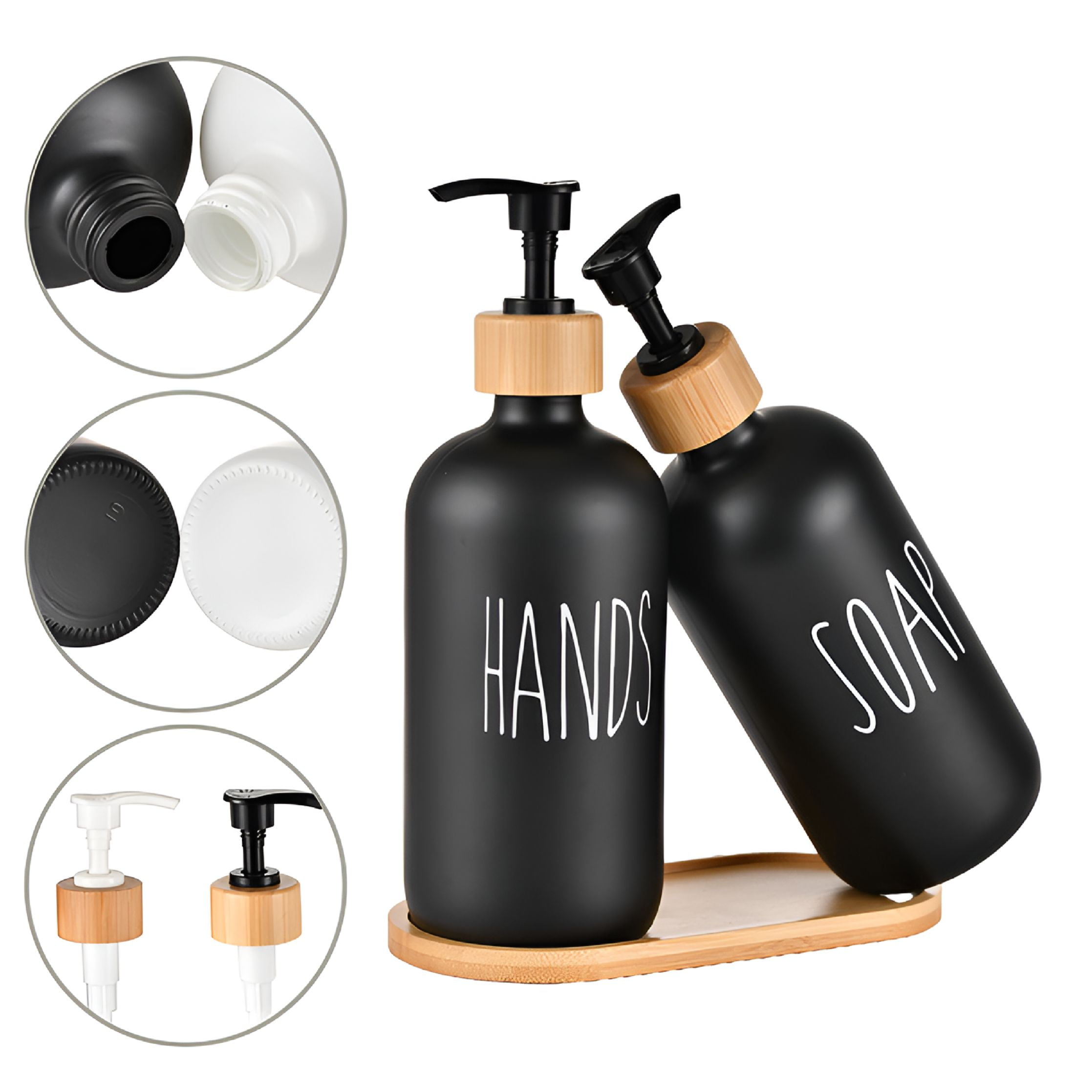 ACDANC Soap Dispenser,Dish Soap Dispenser for Kitchen Sink,Glass Hand Soap Dispenser,Modern Farmhouse Decor Dish Soap Dispenser for Bathroom,Kitchen Sink Decor (White Set)