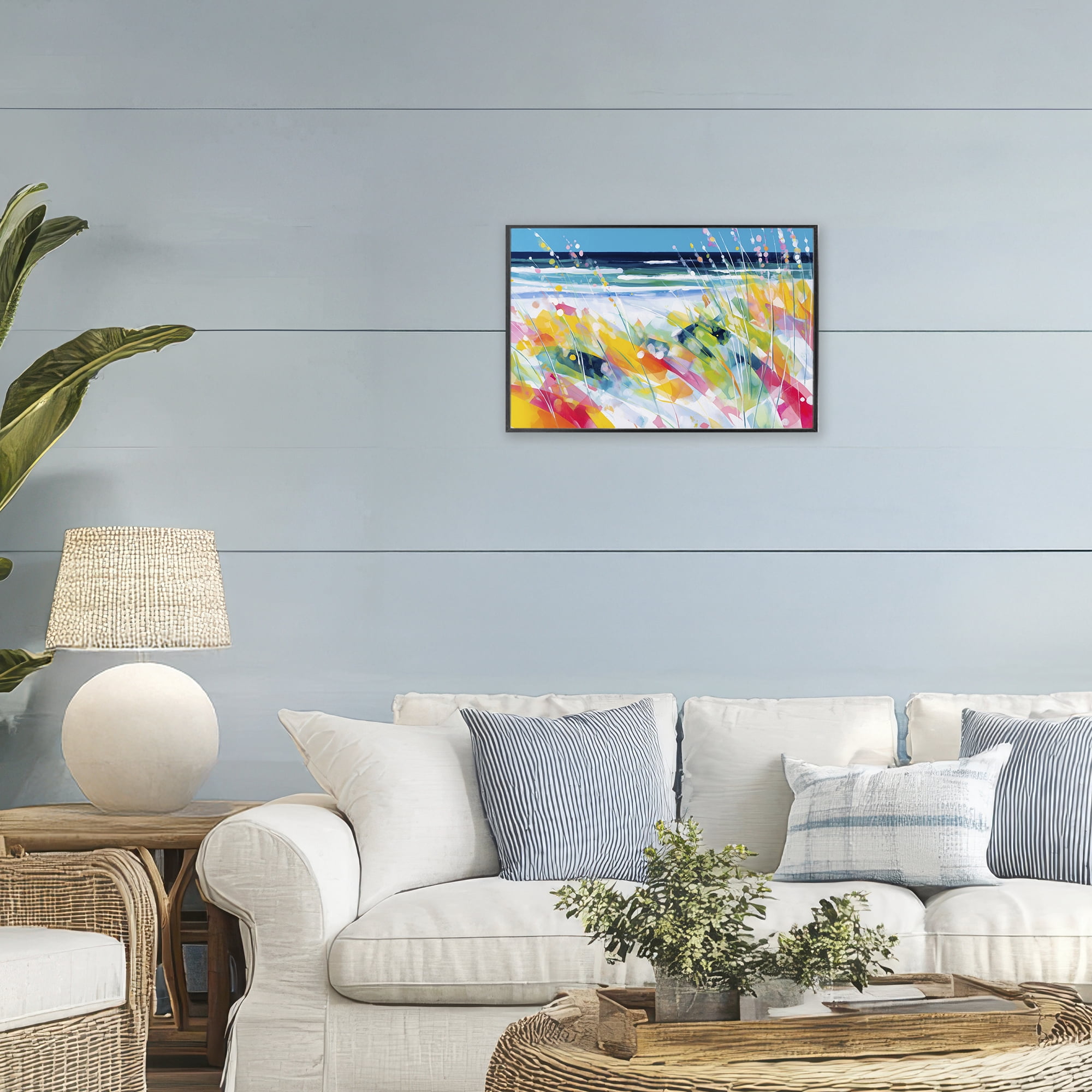 Stupell Industries Sea Oats & Ocean Breeze Abstract Black Framed Giclee Art, design by Chromatic Storm Studio