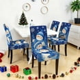 thumbnail image 5 of Snowman Chair Covers Set of 4, Stretchable Dining Chair Slipcovers with Snowflakes and Winter Trees for Christmas Holiday Decor, 5 of 8