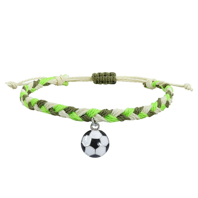Pulseras de Fútbol Charm Favors Fútbol Negro Rojo Blanco Marrón Pulseras de Fútbol Cuentas Ajustable Inspirational for Teens Adults Sport Birthday Football Favors For