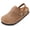 Brown, variant on Kids Suede Clogs Toddler Clogs Boys Girls Cork Footbed Sandals Potato Shoes Leather Slip On Mules with Adjustable Buckle