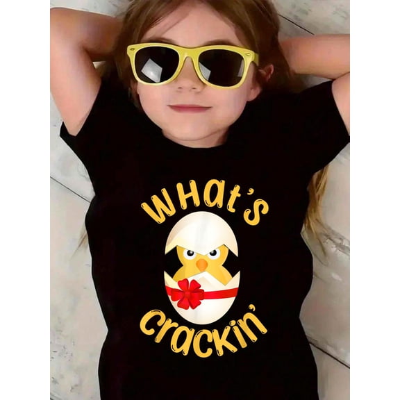 What's Crackin' Hatching Chick Funny Easter Egg Chicks Kids T-Shirt Graphic T-shirts for boys and girls