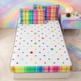 thumbnail image 4 of Erosebridal Rainbow Plaid Grid Zipper Queen Comforter Set with Fitted Sheet and 2 Pillowcases for Girls Boys, Multicolor Buffalo Lover Zipper Bedding Set, Polkadot Reversible, 4-Piece, 4 of 7
