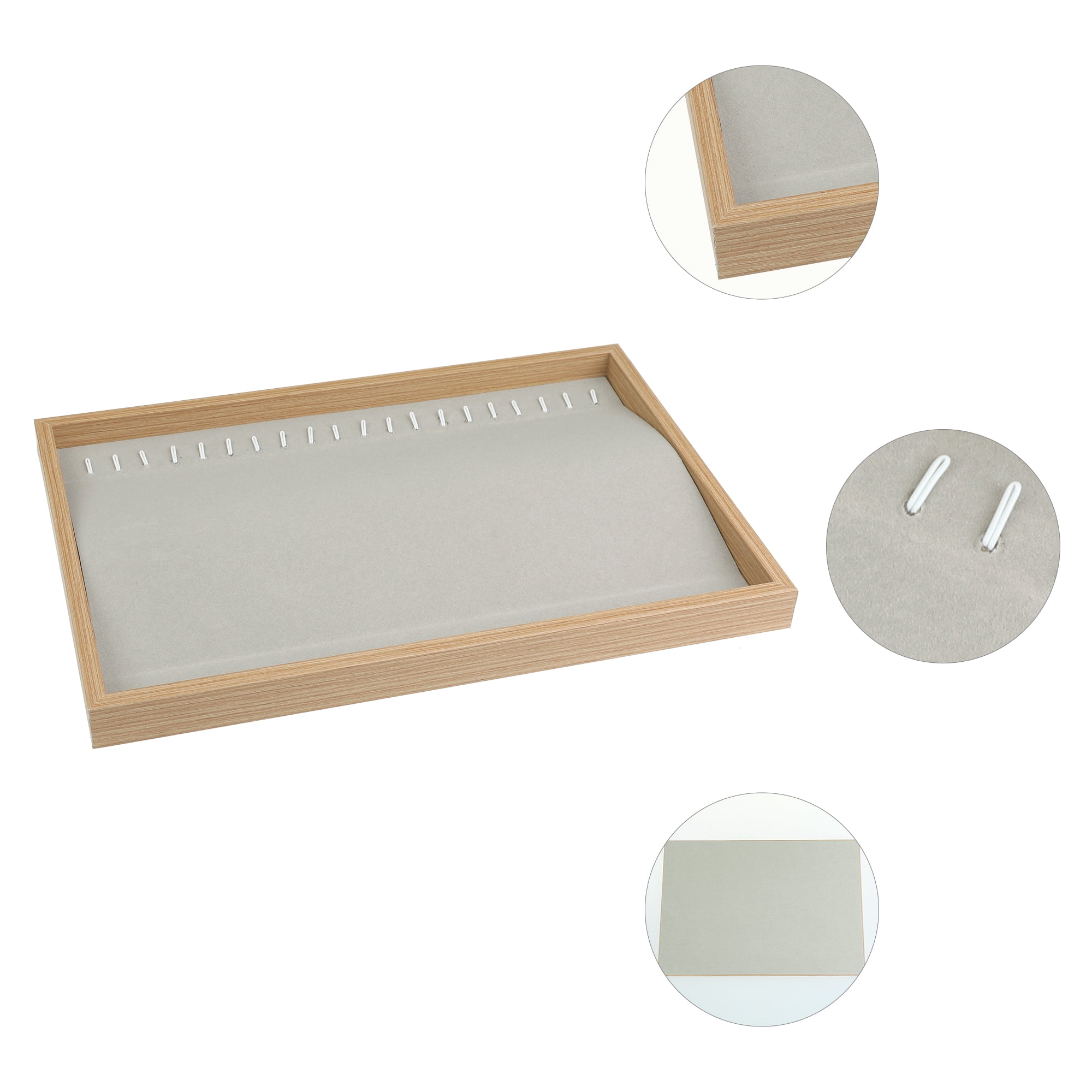 Unique Bargains Wood Jewelry Trays with Removable Dividers for Drawers Jewelry Organizer Light Brown-Necklace Tray