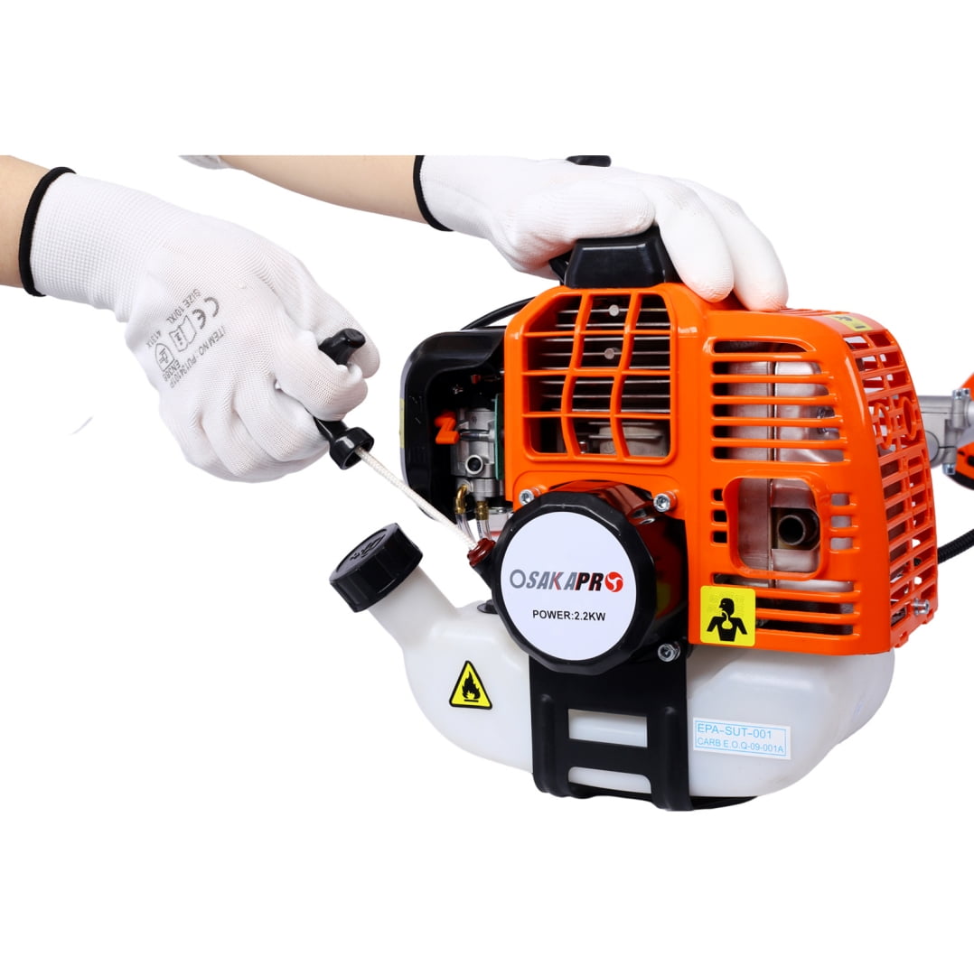 52CC Gas Powered Weed Wacker - 3-in-1 Multifunction String Trimmer with 8" Attachments, 10" Metal 3T Blade, Rubber Handle, Shoulder Strap Included for Yard & Garden, EPA Compliant