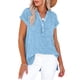 thumbnail image 4 of Eres Más Que una Camisa de Puntuación de Prueba Estilo Casual de Manga Corta de las Mujeres V Cuello Blusa Superior, Camisas de Manga Corta para las Mujeres Pullover de Botón Casual, 4 of 8