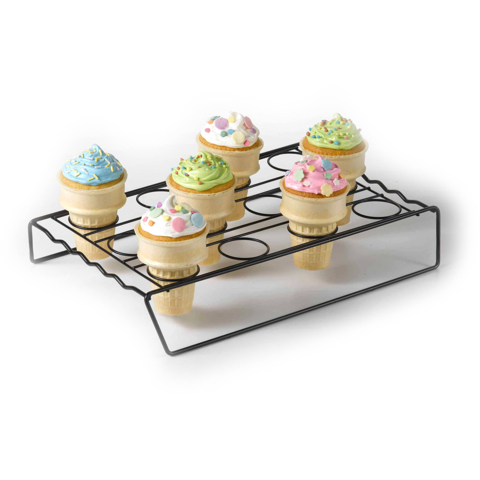 Nifty Solutions Ice Cream Cone Cupcake Baking Rack – Holds up to 12 Medium & Large Cupcake Cones, Non-Stick, Black - image 3 of 9