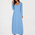 thumbnail image 2 of Yuyuzo Robe Maxi pour Femmes Manches Longues Décontractée Robe de Maison Couleur Unie Col Rond Basique Confortable, 2 of 6