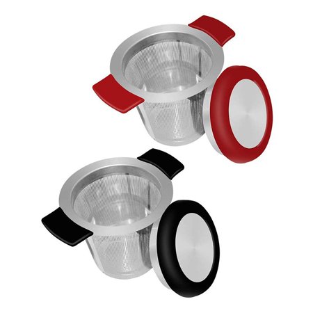 

304 Stainless Steel Tea Maker & Silicone Double Handle Source Ton Loose Leaf Tea Mesh Sieve for Hanging on Teapots Mug to Steep Tea Cup with Lid