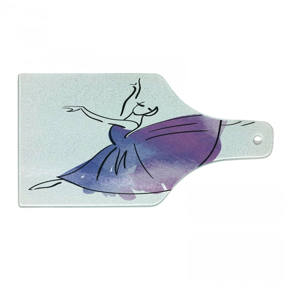 Ballet Cutting Board, Doodle Style Ballerina Hand Drawn Vibrant Watercolor Kids Girls, Decorative Tempered Glass Cutting and Serving Board, in 3 Sizes, by Ambesonne