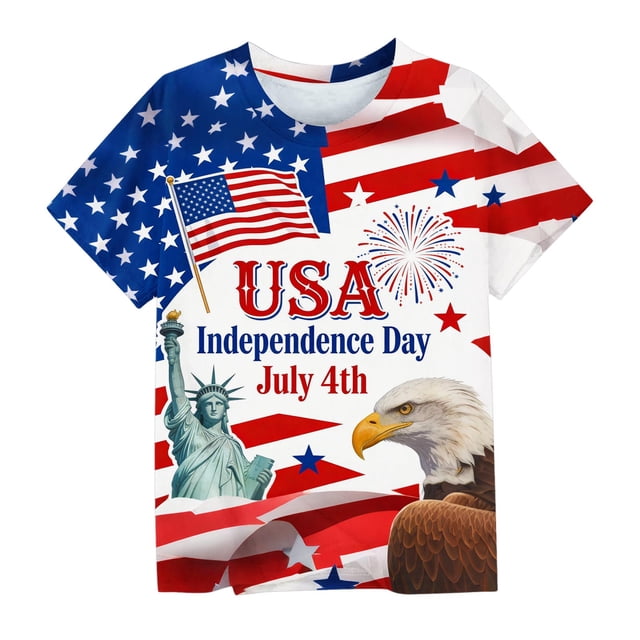 Odeerbi Chicos Niñas 4 de Julio Camiseta Manga Corta Día de La Independencia Camiseta Gráfica