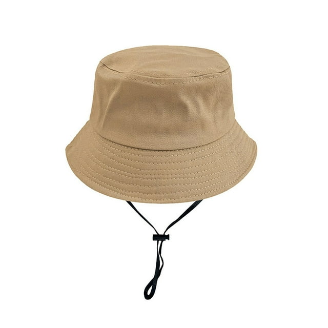 MIASHUI Kids Hat Summer Outdoor Drawstring Adjustable Fisherman Hat Beach Sun Hats,Khaki,2-6 Years