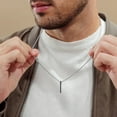 thumbnail image 2 of Bar Necklace 925 Sterling Silver Black Cubic Zircon Bar Pendant Necklace Jewelry for Men Women, 2 of 5