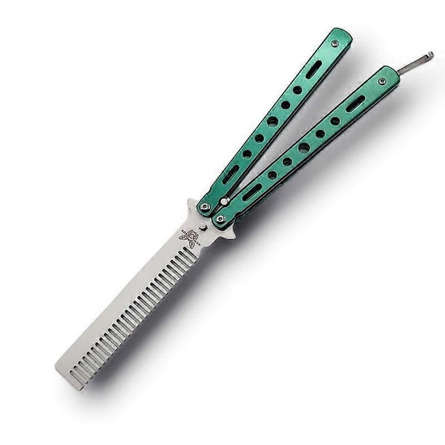 Training Tool CF Butterfly Comb Metal Hair Comb Foldable Training Comb Green