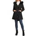 thumbnail image 2 of INSPIRE CHIC Juniors Hooded Vegan Down Faux Fur Mid Length Parka Jacket, 2 of 6