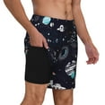 thumbnail image 3 of Balery Galaxy2 Mens Swim Trunks Swim Shorts for Men Quick Dry Inseam Beach Shorts with Compression Liner Pocket-X-Large, 3 of 9