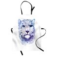 thumbnail image 1 of Animal Apron Big Wild Cats Themed Print Watercolor Style Leopard Illustration Jungle Wildlife, Unisex Kitchen Bib Apron with Adjustable Neck for Cooking Baking Gardening, Violet White, by Ambesonne, 1 of 3