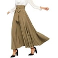 thumbnail image 4 of Nlife Women High Waist Maxi Skirt Tie Front A-Line Pleated Flowy Elegant Long Skirts with Zipper, 4 of 6