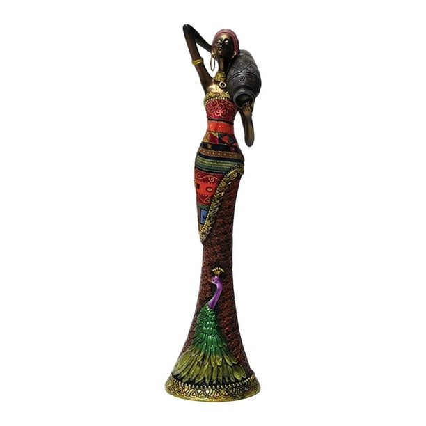 Estatua africana, retrato creativo, pieza exótica, estatuas de figuras femeninas, hechas a mano Estilo B