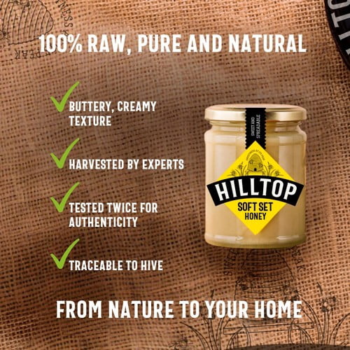 Hilltop Honey Soft Set 340g, British Import (Pack of 2)