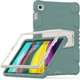 thumbnail image 3 of Shockproof Case for Samsung Galaxy Tab S7 FE 5G SM-T730/Galaxy Tab S7+ Plus SM-T970 12.4", Kids Friendly Heavy Duty Rugged Hybrid Protective Tablet Cover with Kickstand, Emerald Green, 3 of 8