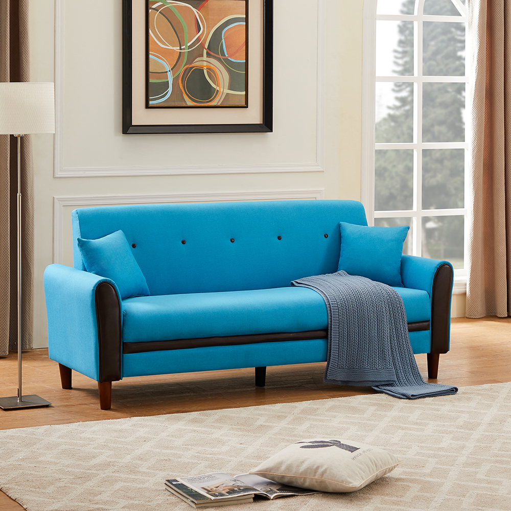 Kepooman Modern 3-Seater Tufted Loveseat Sofa for Living Room Bedroom Office, Blue Kepooman Modern 3-Seater Tufted Loveseat Sofa for Living Room Bedroom Office, Blue