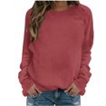 thumbnail image 3 of Jacenvly Hauts à Manches Longues en Liquidation, Col Rond, Couleur Unie, Mode Décontractée, Manches Raglan, Sweat à Capuche, Hauts et Blouses pour Femmes, 3 of 6