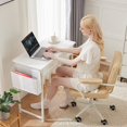 thumbnail image 3 of Atilioo 31" Small Computer Desk with 2 Fabric Drawers & Headphone Hook, PC Writing Study Table with Sturdy Metal Frame, Easy Assembly for Home Office, White, 3 of 7