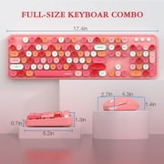 MOFII Wireless Keyboard and Mouse Combo 2.4GHz Retro Full-Size Keyboard with Number Pad and Cute Wireless Mouse for PC Desktop Laptop Mac Windows (Pink)
