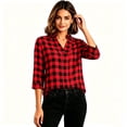 thumbnail image 7 of Warop Women's 3/4 Sleeve Plaid V Neck Blouse Shirt Lightweight Button Down Tops for Office Work Daily Wear, 7 of 7