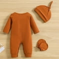 thumbnail image 5 of Otqutp Baby Fashion Outfits Set Boys Girls Long Sleeved Monogram Print Crawler Hat Sock Set for 0 To 9 Months Elastic Outfits 3PCS Fall Winter Clothes, 5 of 5