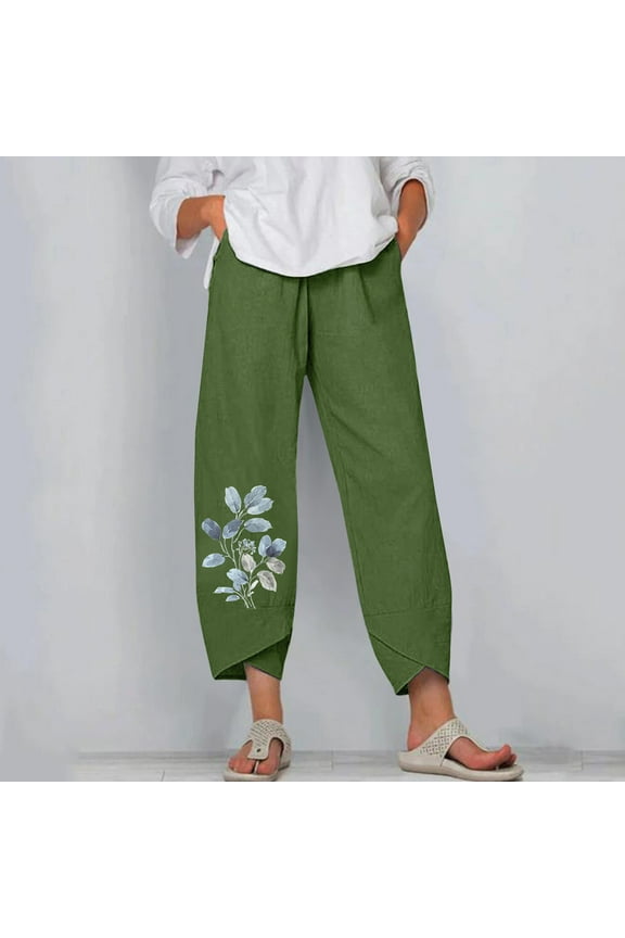 Fashion Women Comfortable Printed Color Drawstring Leisure Pants Pockets Loose Pants for Camping Climbing