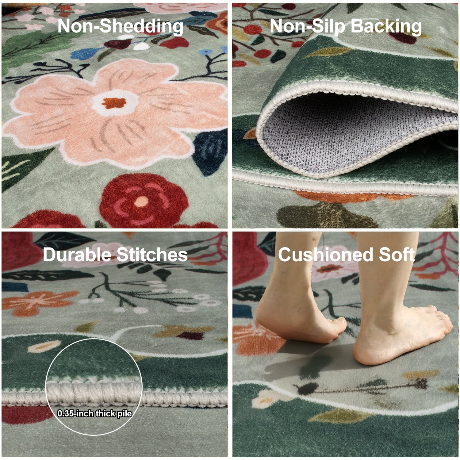 Sanmadrola Area Rugs for Living Room Rug 6x9 Machine Washable Non Slip Floral Vintage Low Pile Large Rugs for Living Room, Bedroom, Farmhouse, Dining Room,Kitchen Entryway Bathroom Office