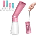 thumbnail image 1 of Botella de agua plegable para perros para viajes, botella de agua portátil para mascotas de 550 ml para perros, gatos, caminar al aire libre, senderismo, viajes (rosa) JFHHH pequeña, 1 of 5