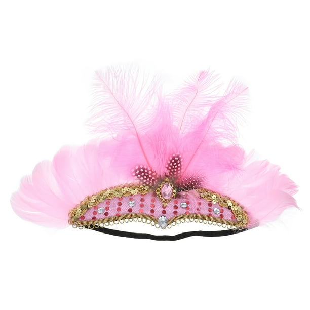 Tocado de plumas, diadema de plumas, tocado de lentejuelas para fiesta de cosplay