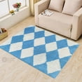 thumbnail image 4 of Teppich Homes Blue Geometric Pattern Wool Area Rug 6x9 - Tufted Carpet for Hallway and Bed, Living Room, 4 of 5